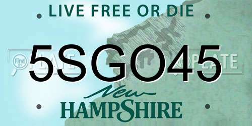 5SGO45 New Hampshire License Plate