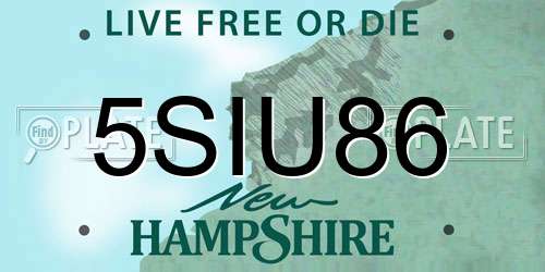 5SIU86 New Hampshire License Plate