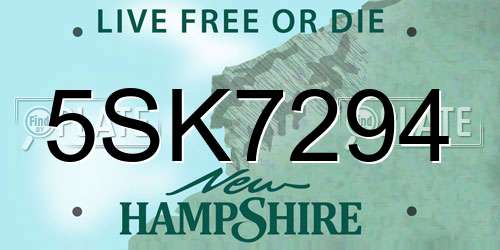 5SK7294 New Hampshire License Plate