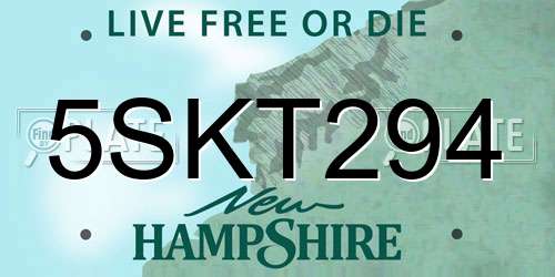 5SKT294 New Hampshire License Plate