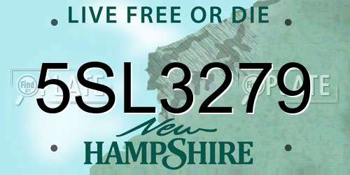 5SL3279 New Hampshire License Plate