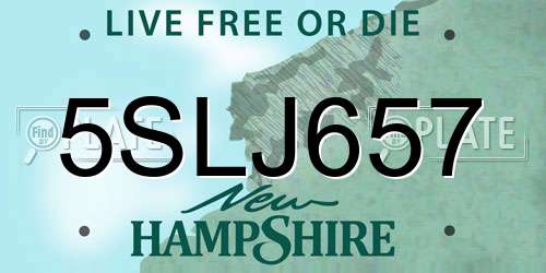 5SLJ657 New Hampshire License Plate
