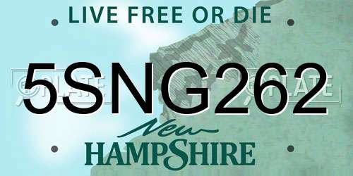 5SNG262 New Hampshire License Plate