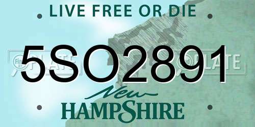 5SO2891 New Hampshire License Plate