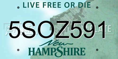 5SOZ591 New Hampshire License Plate