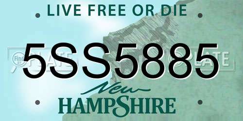 5SS5885 New Hampshire License Plate