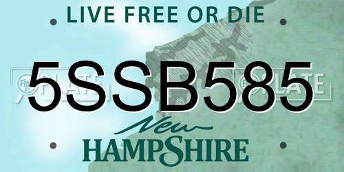 5SSB585 New Hampshire License Plate