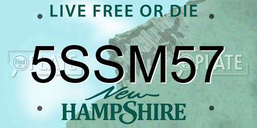 5SSM57 New Hampshire License Plate