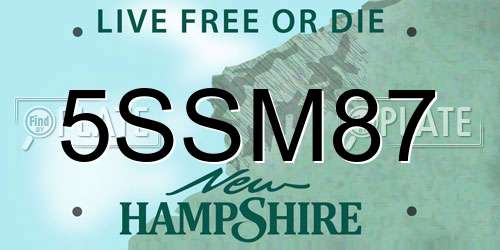 5SSM87 New Hampshire License Plate