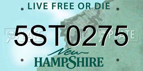 5ST0275 New Hampshire License Plate