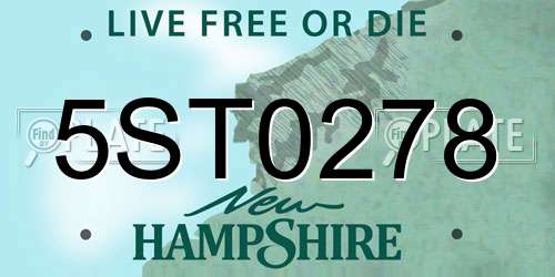 5ST0278 New Hampshire License Plate