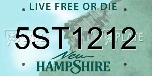 5ST1212 New Hampshire License Plate