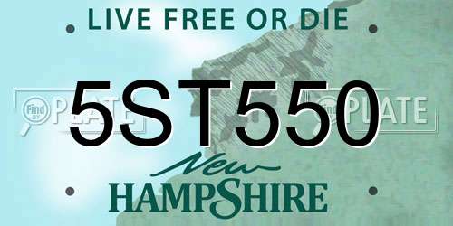 5ST550 New Hampshire License Plate