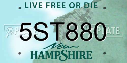 5ST880 New Hampshire License Plate
