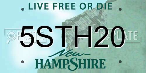5STH20 New Hampshire License Plate