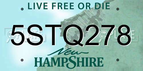 5STQ278 New Hampshire License Plate