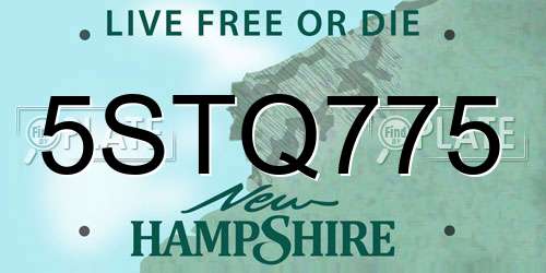 5STQ775 New Hampshire License Plate