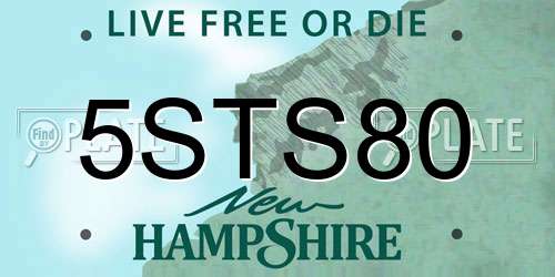 5STS80 New Hampshire License Plate