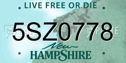 5SZ0778 New Hampshire License Plate