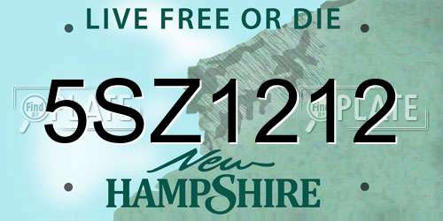 5SZ1212 New Hampshire License Plate