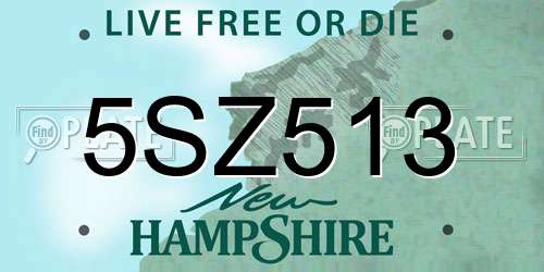 5SZ513 New Hampshire License Plate