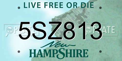 5SZ813 New Hampshire License Plate