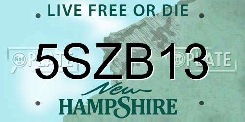 5SZB13 New Hampshire License Plate