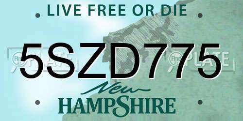 5SZD775 New Hampshire License Plate