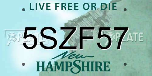 5SZF57 New Hampshire License Plate