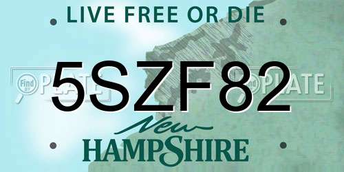 5SZF82 New Hampshire License Plate