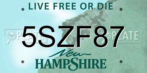 5SZF87 New Hampshire License Plate