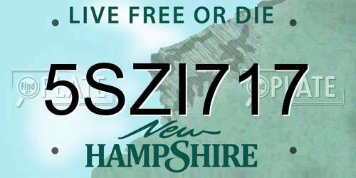 5SZI717 New Hampshire License Plate