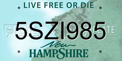 5SZI985 New Hampshire License Plate