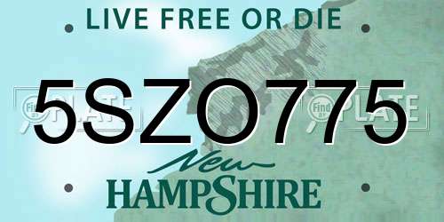 5SZO775 New Hampshire License Plate