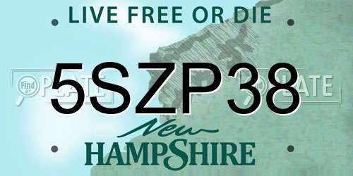 5SZP38 New Hampshire License Plate