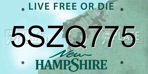 5SZQ775 New Hampshire License Plate