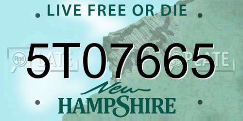 5T07665 New Hampshire License Plate