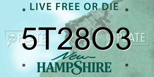 5T28O3 New Hampshire License Plate