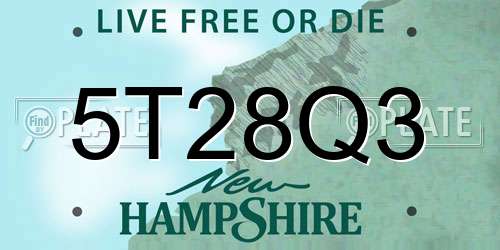 5T28Q3 New Hampshire License Plate