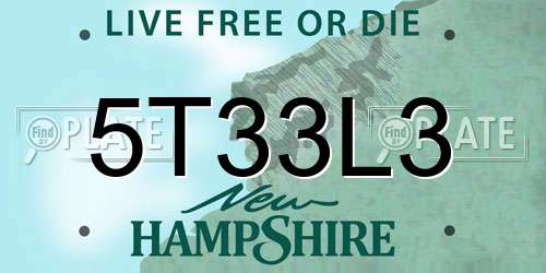 5T33L3 New Hampshire License Plate