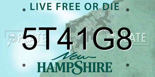 5T41G8 New Hampshire License Plate