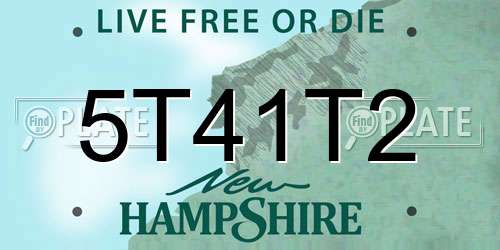 5T41T2 New Hampshire License Plate
