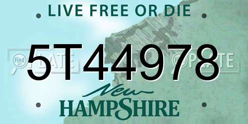 5T44978 New Hampshire License Plate