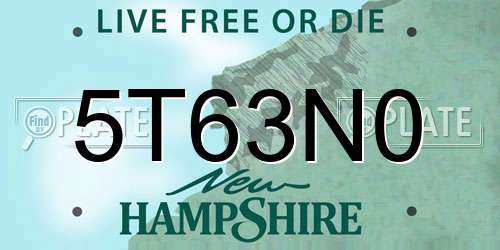 5T63N0 New Hampshire License Plate