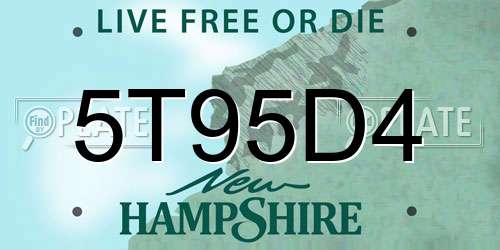5T95D4 New Hampshire License Plate