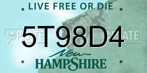 5T98D4 New Hampshire License Plate
