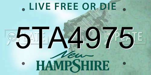 5TA4975 New Hampshire License Plate