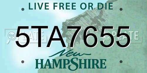 5TA7655 New Hampshire License Plate