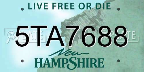 5TA7688 New Hampshire License Plate
