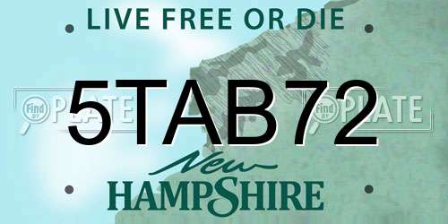 5TAB72 New Hampshire License Plate